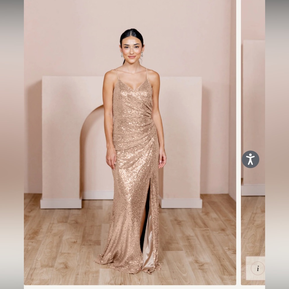 Revelry Rory Sequin Matte Rose Gold Dress Size 6